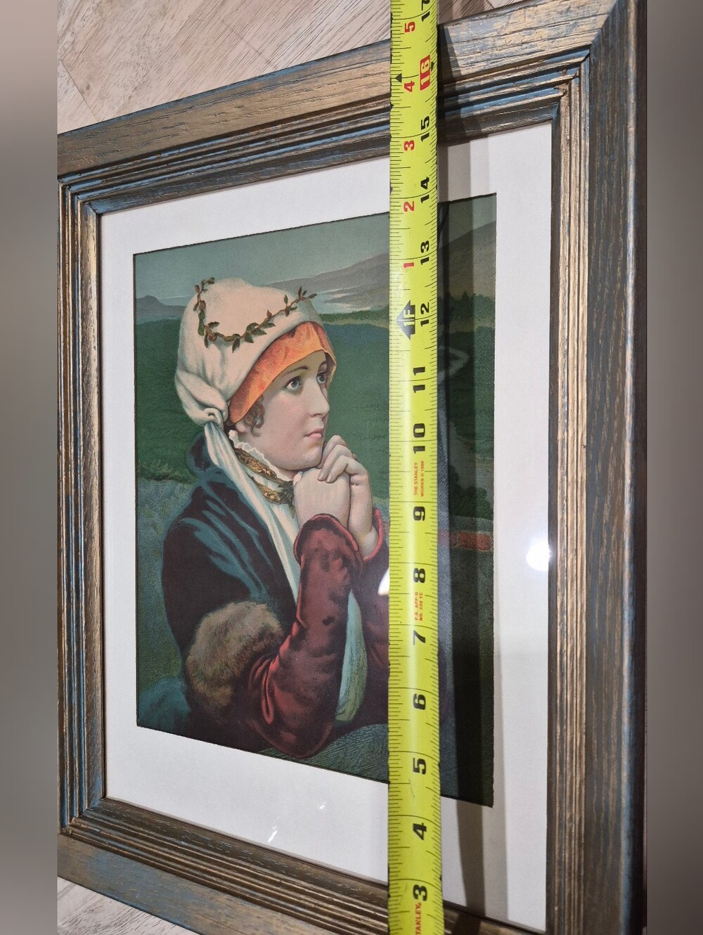 Antique Chromolithograph print titled "In Quiet Prayer" 14x17 - Picture 5 of 5